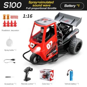 Xe điều khiển RC mini TukTuk Flamengo 1/16 S100 xe có visai điều tốc servo xe nhả khói xe có âm thanh.
