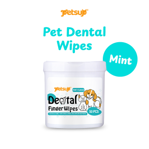 Petsup Dental Finger Wipes 50pcs Fresh Breath Oral Care Pet Teeth Cleaning Wipes Pet Oral Care No Brush Teeth Gum Tongue Cleaner Fresh Breath Mint CPC Remove Food Residue Daily Hygiene Soft Finger Slip Grooming Essentials Pet Care for Dogs & Cats
