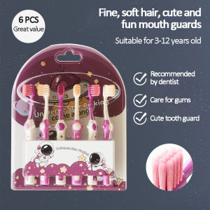 【1-3 Days Delivery】Childrens Toothbrush Set - 6 Pack Space Astronaut Childrens Soft Toothbrush special non-slip Design for Ages 3-12