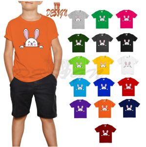 🔥KIDS SIZE🔥RABBIT PRINTING DESIGN CREW NECK T-SHIRT FOR BOYS AND GIRLS 100% COTTON