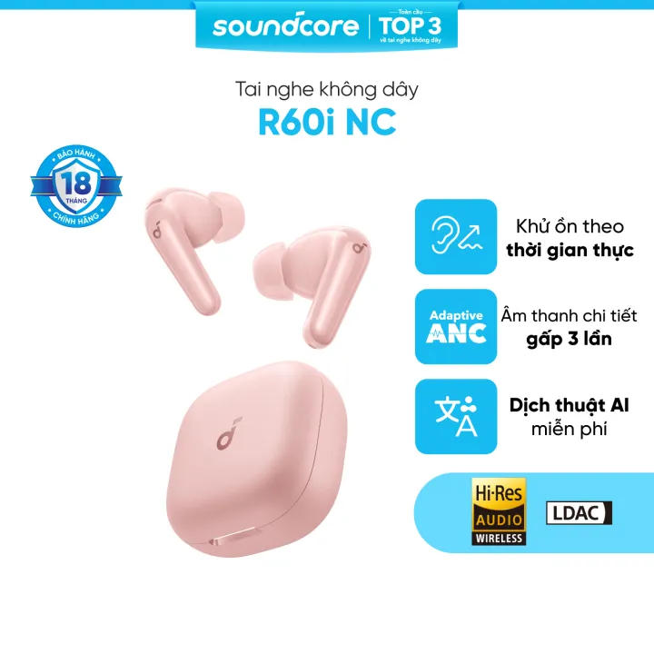 Tai nghe bluetooth khử ồn Soundcore R60i NC | Hires Audio| Chống ồn đến 52dB| Pin 50h | Phiên dịch | BigBuy360 - bigbuy360.vn Tai nghe bluetooth khử ồn Soundcore R60i NC | Hires Audio| Chống ồn đến 52dB| Pin 50h | Phiên dịch | BigBuy360 - bigbuy360.vn