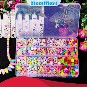 ItemMart DIY Children Bead Set for Jewelry Making Colorful Acrylic Crafting Beads Kit Box with Accessories