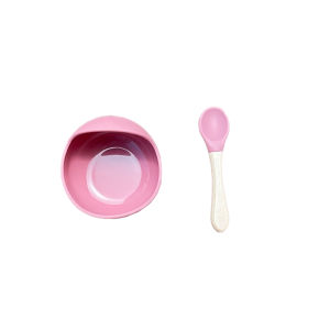 【COD】 Baby Feeding Curve Bowl Set with Spoon Assist Silicone Suction for Kids Toddler Learning Self Weaning Baby Feeding Set with Spoon Assist Silicone