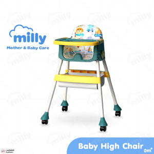 เก้าอี้กินข้าวเด็ก พับเก็บได้ เบาะหนังลายการ์ตูน ล้อล็อคได้ พร้อมถาดอาหาร และที่เก็บของด้านล่าง พกพาไปได้ทุกที่ ใช้งานสะดวก แข็งแรง คุณภาพดี