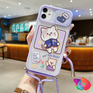 RMC Case casing Slingcase Slide Kamera Karakter Tali Lanyard Sling Karakter SS197 Casing Realme C2 Realme 5 C3 5i 5s Realme c12 Realme narzo 30a Realme c15 Realme C17 Realme 7i