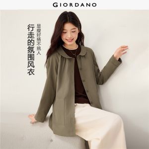 Giordano Beau Monde Women Doll collar raglan sleeve mid-length trench coat Free Shipping 13376780