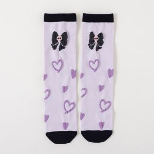 1 Pair Girls Cute Sanrio Kuromi Purple Knee Long Socks Kawaii Cartoon Anime Cotton Children Toddler Middle Tube Socks Gift