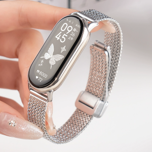 For Xiaomi Mi Band 10 987/6543 Metal wheat ears Strap Wristband Magnetic buckle Casual Style Bracelet