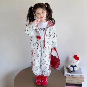 Christmas Gift Halloween 2Pcs Hot Hello Kitty 2025 Korean Version Girls Autumn Coatt Sanrio New Childrens Cartoon Skin Friendly Hooded Casual Clothe