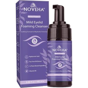 NOVEHA Lavender and Tea Tree Oil Eyelid Foaming Cleanser    Hydrating Hypoallergenic Daily Soap For Eyelashes and Lids For Demodex MGD Stye Eye Eye Irritations & Dry Skin    3.38 fl oz (100ml)