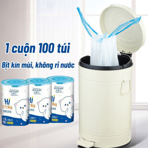 Cuộn 100 Túi Đựng Rác Có Dây Kéo Mèo Minaier. Túi Dày Dai Chống Rò Rỉ Nước Rác. Bao Rác Sinh Học Tự Phân Hủy 45x50cm