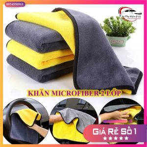 Khăn lau oto 2 lớp siêu dày siêu thấm mịn không bám sợi- Khăn Microfiber