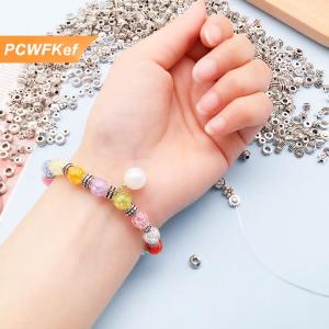 【PCWFKef】 30 cái lốc Tây Tạng cổ bạc màu rỗng bóng kim loại hạt Spacer hạt đối với trang sức làm DIY Vòng đeo tay nekclace