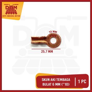 Skun Aki Tembaga Bulat 6mm "10 Harga Per 1 Pcs (PSP) Scun Plat Tembaga Accu Lubang Baut 10