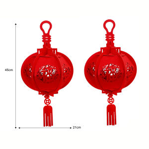 1/2 cái phong cách Trung Hoa cổ đỏ Fu nhân vật đèn lồng 2025 Lễ Hội Mùa Xuân Treo Tường cảm thấy đèn lồng phước lành Mặt dây chuyền