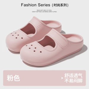 Free Shipping EVA Toe-Cap Slippers For Home And Outdoor Wear WomenS Thick-Soled Beach Sandals With Faux Buckle Half-Toe One-Strap Design