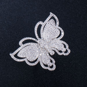 SEQUITO Vivid Rose Gold Silver Plated Big Symmetrical Butterfly Ring Full Micro Pave Tiny Bling AAA Cubic Zircon Stones Statement Women Prom Banquet Finger Jewelry SR094