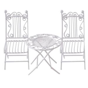 Thu nhỏ Bistro bảng với 2 ghế thủ công bằng sắt trang trí đồ nội thất cho dollhouses trang trí và sưu tập hiển thị