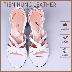 Sandal cao gót nữ đan dây quai mảnh dép guốc gót nhọn cao 5cm thời trang Tiến Hùng TH1010