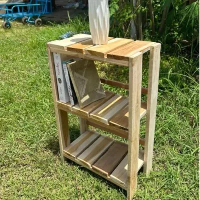 ชั้นวางของอเนกประสงค์ ชั้นวางหนังสือไม้สักสไตล์มินิมอล