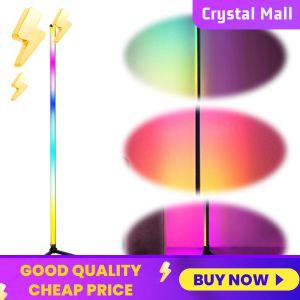COD [Free Shipping] RGB Ambience Light Color Changing Smart Modern Floor Lamp App & Remote Control for Bedroom Living Room Gaming Room