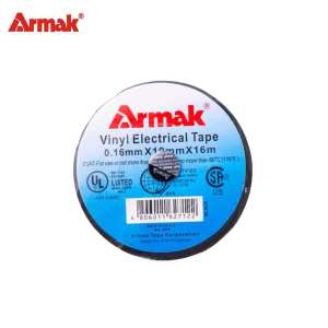 Armak Genuine Authentic Vinyl Electrical Tape For Splicing Wires 0.16mm X 19mm X 16M High Quality AET20YBLK 16m