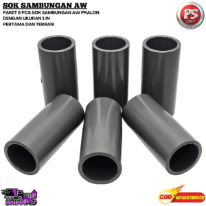 Socket Polos AW 1" Paket Isi 6 PCS / Sok Sambungan Lurus Pipa PVC AW 1 inch / Fitting Pipa PVC Kuat Anti Bocor (6 PCS)