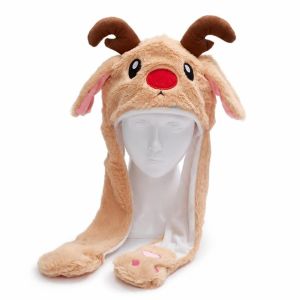 HOTOTO Funny Plush Christmas Hat Cartoon Design Windproof Santa Claus Hat Creative Pinch Airbag Reindeer Hat Christmas Party