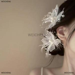 [COD] WEICHENG Elegant Exquisite Feather Butterfly Hairpin Fairy Luxury Wedding Hair Accessories For Women Girls Sweet Fashion Hair Clip Gifts