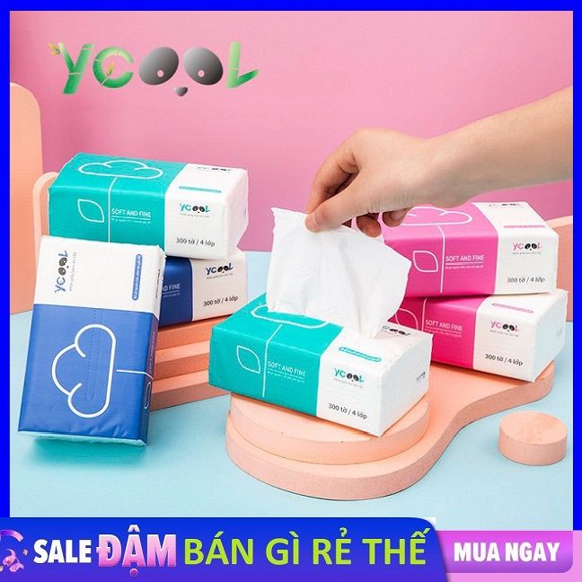Giấy ăn gấu trúc 4 Lớp , Khăn giấy cao cấp Lụa YCOOL / khăn giấy rút đa ...