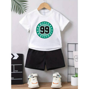Dapanda KING Baby Kids Terno Summer Outfits Print Cotton T-shirt Set Children Summer Set Short Sleeve Shorts Breathable Clothes Korean Style cotton