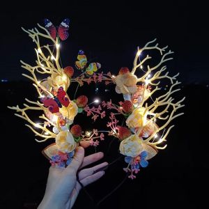 MMLUCK Đầy màu sắc Băng đô LED phát sáng Nhựa Dạ Quang Băng đô Sừng Hươu dạ quang Phụ kiện tóc Đèn Led Băng đô nhấp nháy Tiệc giáng sinh phát sáng