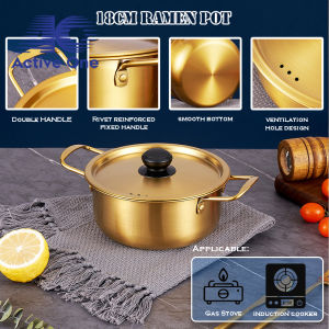 ACTIVEONE 18cm/20cm 2 Handle Instant Noodle Aluminum Pot Ramen Cooking Pot Fast Heat Conduction With Lid - Fulfilled by ACTIVEONE