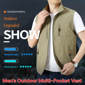 Mens Sleeveless Vest Jacket Windproof Waterproof Lightweight with Multiple Pockets for Hiking Camping Outdoor Sports