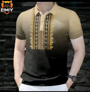 Filipiniana Ethnic Polo Polo Barong for Men 3D Print Polo Shirts for Men Asian Attire Barong for Men Casual Vintage Short Sleeve