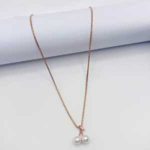 KALUNG TITANIUM MUTIARA DOUBLE PERHIASAN WANITA ELEGANT ANTI KARAT & ANTI LUNTUR (COD)