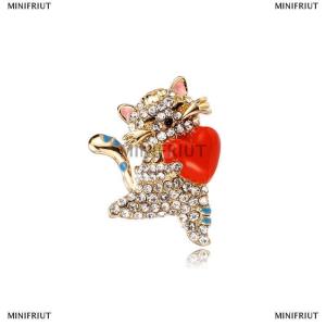 [COD] MINIFRIUT Hold Heart Cat Brooch Pins For Women Lady Cute Rhinestone Pets Animal Clothes Collar Brooches Badge Gifts