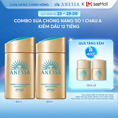 Bộ 2 Kem chống nắng dạng sữa dưỡng da bảo vệ hoàn hảo Anessa Perfect UV Skincare Milk SPF 50+ PA++++ 60ml