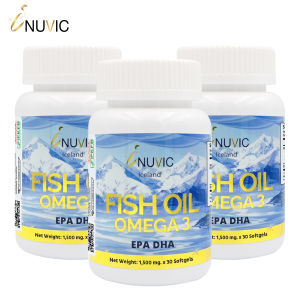 น้ำมันปลา x 3 ขวด โอเมก้า 3 อินูวิค Fish Oil Omega 3 อีพีเอ ดีเอชเอ วิตามินอี EPA DHA Inuvic ฟิชออย Vitamin E
