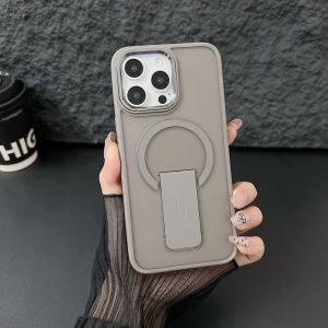 Kisscase với chân đế invisable đứng Matte Ốp điện thoại cho Iphone 15 14 13 12 11 Pro Max cộng với MagSafe không dây sạc Frosted cứng PC chống rơi Chống Sốc Ốp lưng cho iPhone 15 14 13 12 11