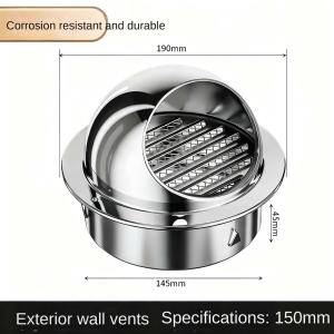 Stainless Steel Exhaus Hood Ventilation Vent cap Exhaust Cap Range Pipe External Wall Air Outlet Exhaust Cover
