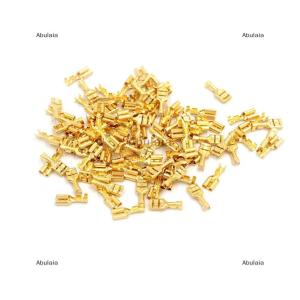 [COD] Abulaia ขั้วต่อสายขั้วขั้วต่อสายไฟสำหรับรถยนต์ลำโพงทองเหลืองสีทองขนาด4.8มม. จำนวน100ชิ้น