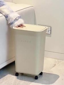 Sacesr Large Trash Can Kitchen 35L Food Waste Disposal Trash Bin with Wheels Portable Litter Bins Anti Odor Home Luxury Garbage Can M2Y9R