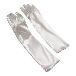 INNICE Làm thủ công Găng tay cưới Áo dài tay Viền ren Găng tay cô dâu Thanh lịch Satin trắng Găng tay Pháp Tiệc cưới