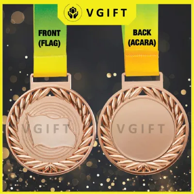 Custom Metal Medal with Malaysian Flag Front and Acara Back for Badminton Soccer Bowling Awards