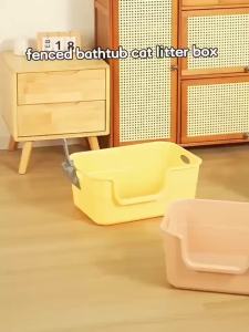 Extra Large Cat Litter Box Open Top high Sided Litter Box Portable Anti Splashing Durable