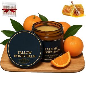 Beef Tallow for Skin Tallow Honey Balm Organic Grass-Fed Beef Tallow Balm with Raw Honey Deeply Moisturizes the Skin Natural Formula for Face & Body (1)