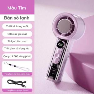 Quạt làm mát cầm tay mini gió mạnh 100 độ cánh quạt êm ái thiết kế có thể gập lại mô-đun làm mát bán dẫn tích hợp ở cửa thoát khí của quạt pin sạc dung lượng lớn quạt làm mát mini kiểu cơ khí siêu ngầu.