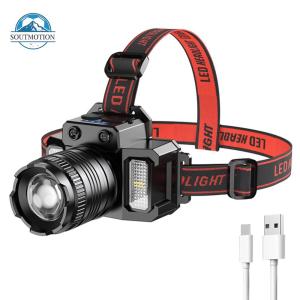 【Hàng mới】 Đèn Đội Đầu LED cảm biến chuyển động Đèn pha chống nước đèn pin đeo đầu 5 chế độ câu cá chạy bộ đi bộ cắm trại ngoài trời