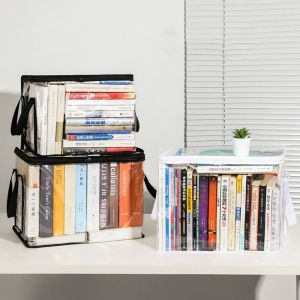 XU HOME Zipper Comic Book Storage Bag Transparent Stackable Clear Pouch Portable Handle Collapsible Pouch Student